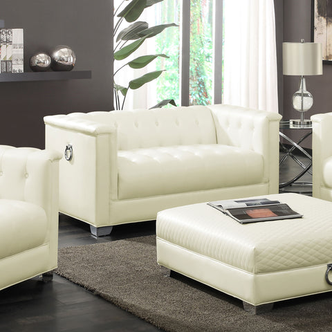 Charlotte Upholstered Track Arm Loveseat Pearl WhitePearl White