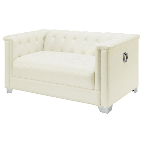 Charlotte Upholstered Track Arm Loveseat Pearl WhitePearl White