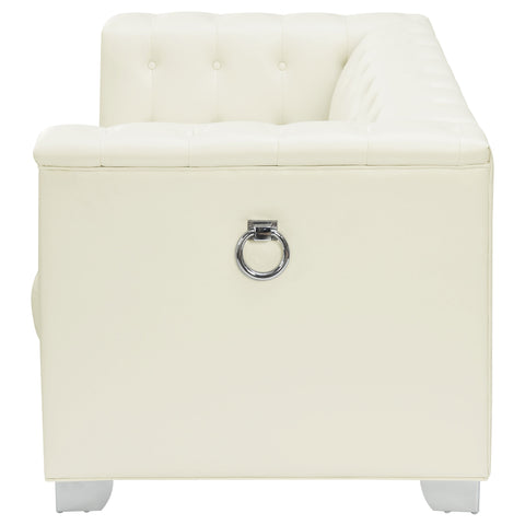 Charlotte Upholstered Track Arm Loveseat Pearl WhitePearl White