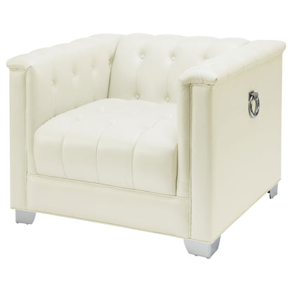 Charlotte Upholstered Track Arm Accent Chair Pearl WhitePearl White