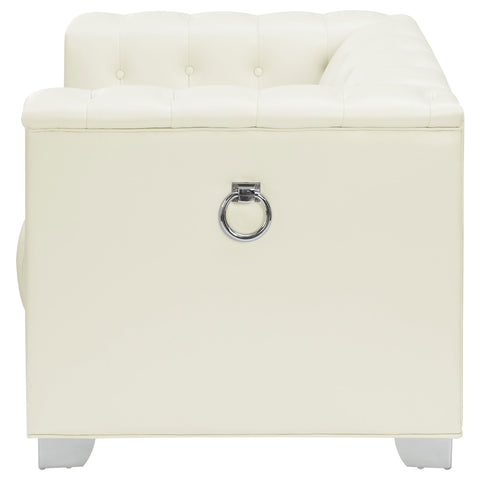 Charlotte Upholstered Track Arm Accent Chair Pearl WhitePearl White