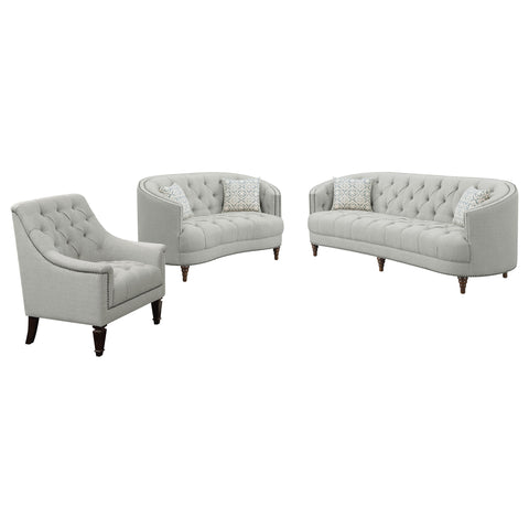 Tristen 3-piece Upholstered Sloped Arm Sofa Set Grey FabricGrey