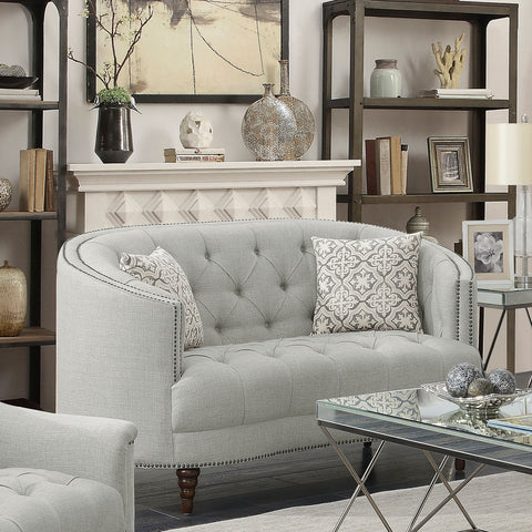 Tristen Upholstered Sloped Arm Loveseat Grey FabricGrey