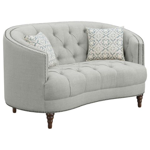 Tristen Upholstered Sloped Arm Loveseat Grey FabricGrey