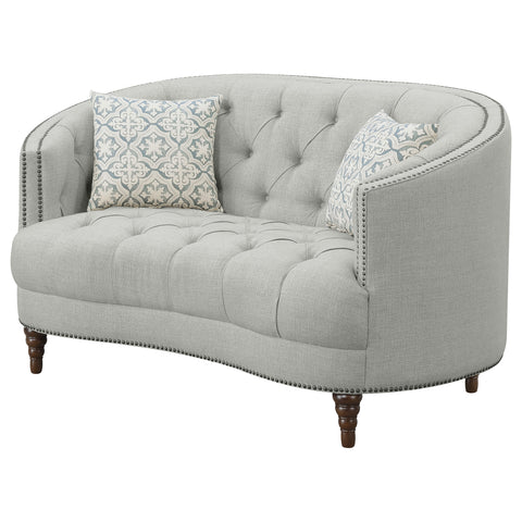Tristen Upholstered Sloped Arm Loveseat Grey FabricGrey