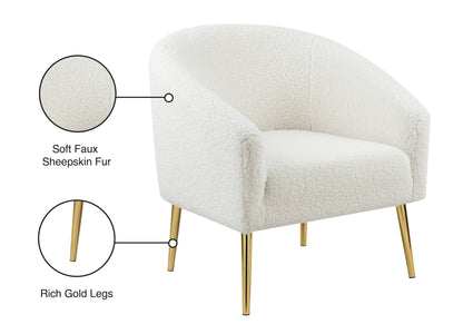 Hyatt White Faux Sheepskin Fur Accent Chair