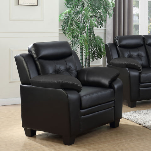 Elizabeth Upholstered Padded Arm Tufted Accent Chair BlackBlack