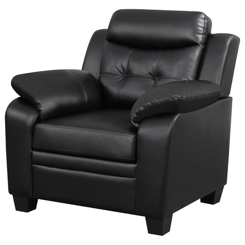 Elizabeth Upholstered Padded Arm Tufted Accent Chair BlackBlack