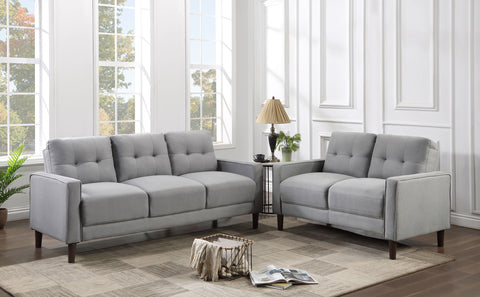 Loannis 2-piece Upholstered Track Arm Tufted Sofa Set GreyGrey