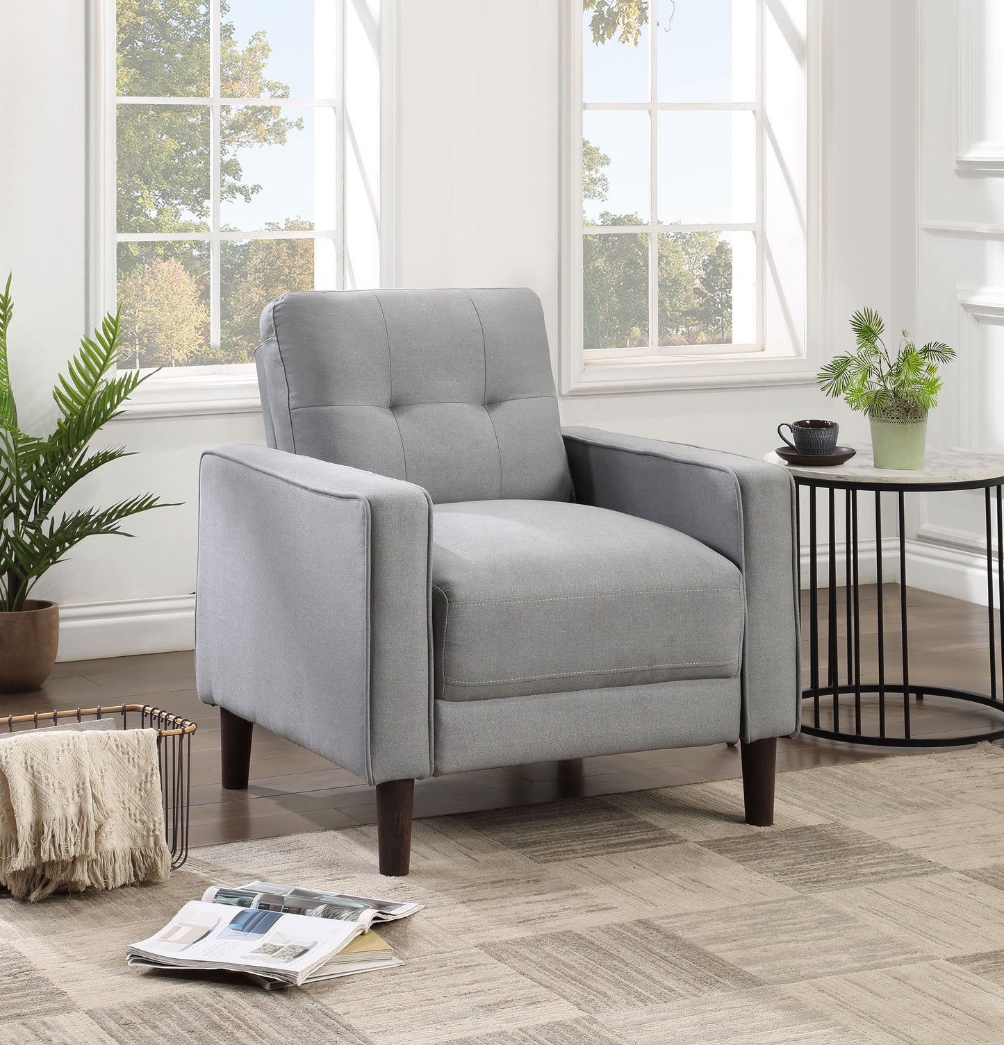 loannis upholstered track arm tufted accent chair greygrey