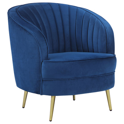 Torres Upholstered Channel Tufted Barrel Accent Chair BlueBlue