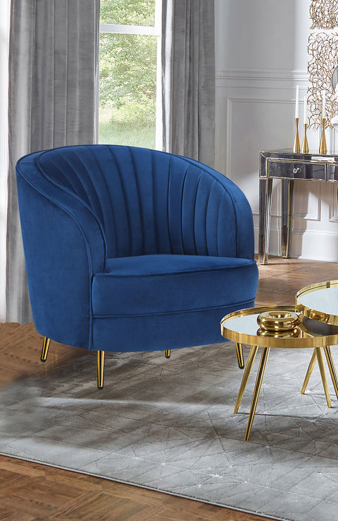 Torres Upholstered Channel Tufted Barrel Accent Chair BlueBlue