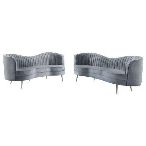 Torres 2-piece Upholstered Channel Tufted Sofa Set GreyGrey