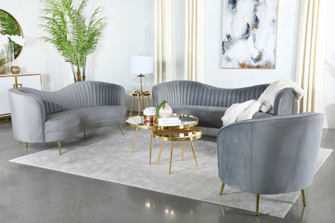 Torres 3-piece Upholstered Channel Tufted Sofa Set GreyGrey
