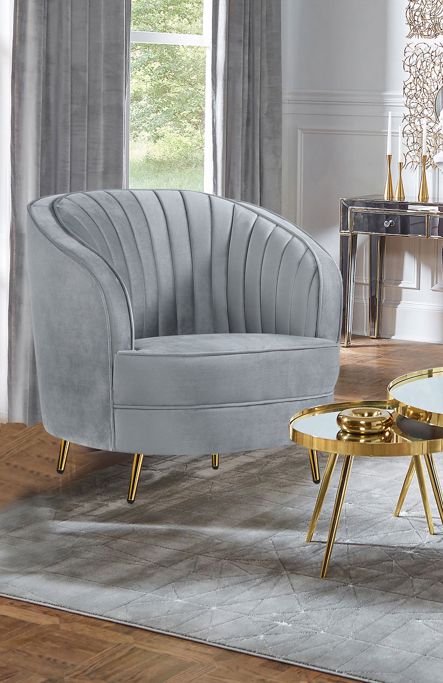 torres upholstered channel tufted barrel accent chair greygrey