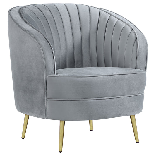 Torres Upholstered Channel Tufted Barrel Accent Chair GreyGrey