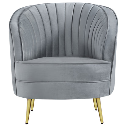 Torres Upholstered Channel Tufted Barrel Accent Chair GreyGrey