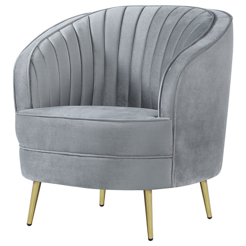 Torres Upholstered Channel Tufted Barrel Accent Chair GreyGrey