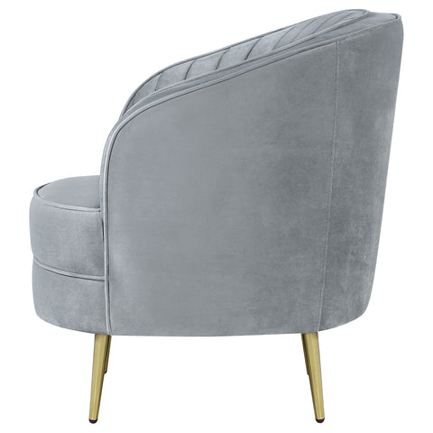 Torres Upholstered Channel Tufted Barrel Accent Chair GreyGrey
