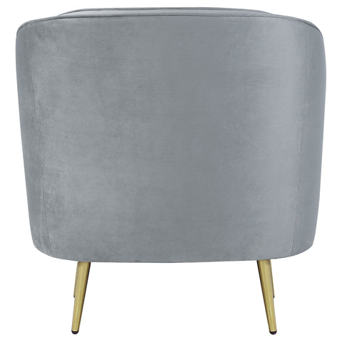 Torres Upholstered Channel Tufted Barrel Accent Chair GreyGrey