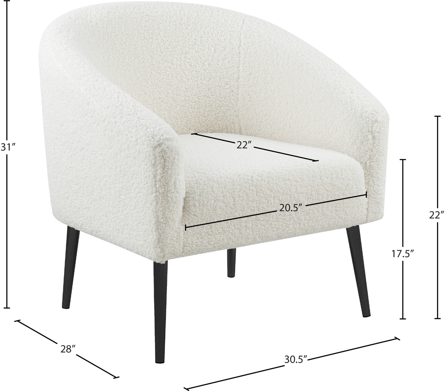 hyatt white faux sheepskin fur accent chair