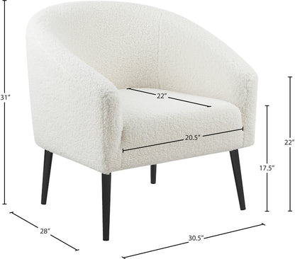 Hyatt White Faux Sheepskin Fur Accent Chair