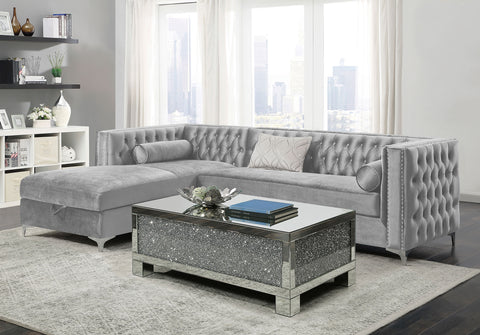 Parkins Upholstered Storage Chaise Sectional Sofa GreyGrey