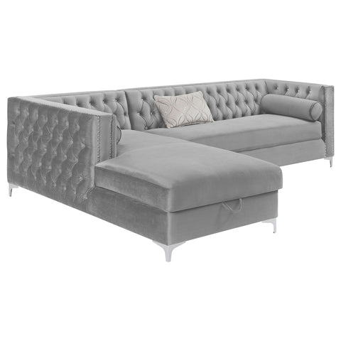Parkins Upholstered Storage Chaise Sectional Sofa GreyGrey