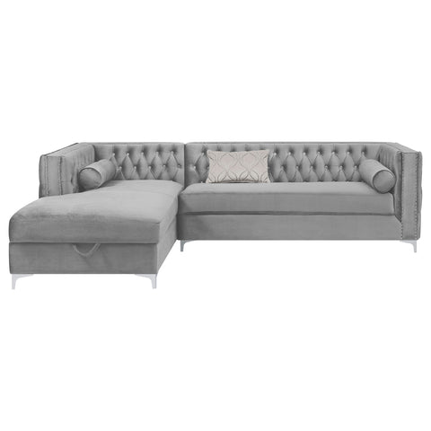 Parkins Upholstered Storage Chaise Sectional Sofa GreyGrey