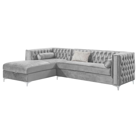 Parkins Upholstered Storage Chaise Sectional Sofa GreyGrey