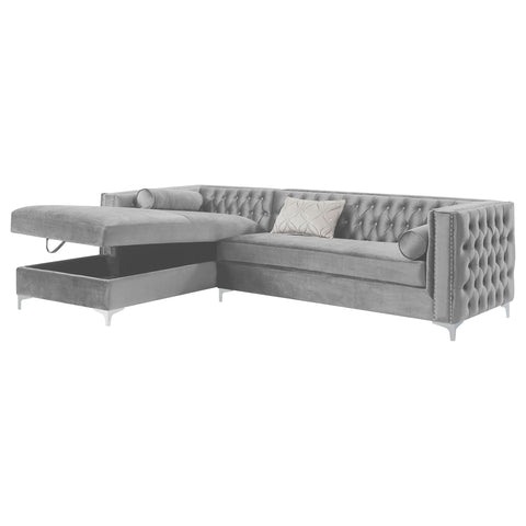 Parkins Upholstered Storage Chaise Sectional Sofa GreyGrey