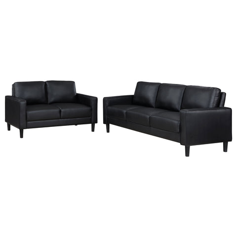 Calloway 2-piece Upholstered Track Arm Sofa Set BlackBlack