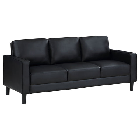 Calloway 2-piece Upholstered Track Arm Sofa Set BlackBlack