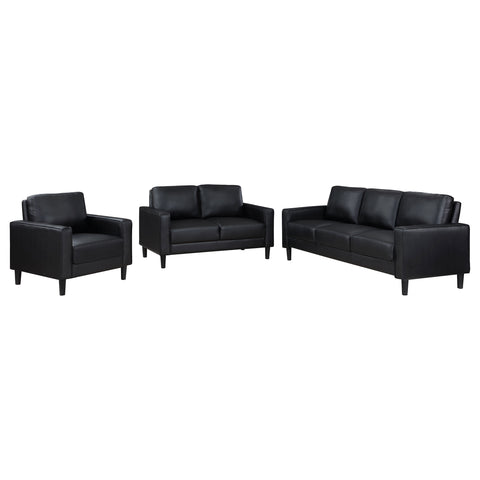 Calloway 3-piece Upholstered Track Arm Sofa Set BlackBlack