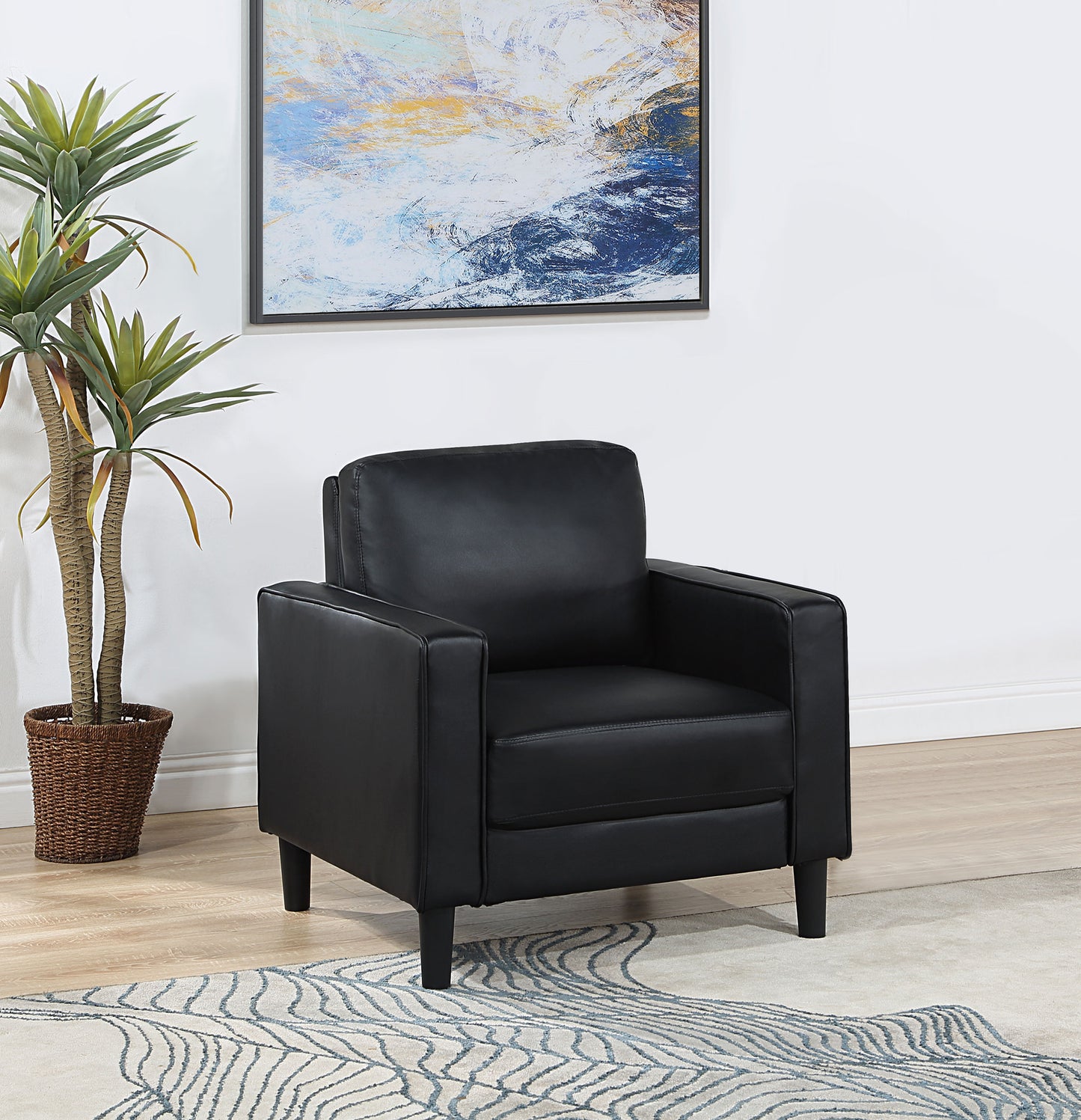 calloway upholstered track arm accent chair blackblack