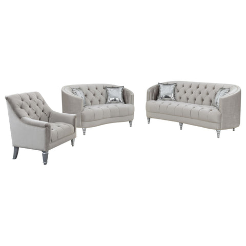 Tristen 3-piece Upholstered Sloped Arm Sofa Set Grey VelvetGrey