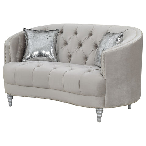 Tristen Upholstered Sloped Arm Loveseat Grey VelvetGrey