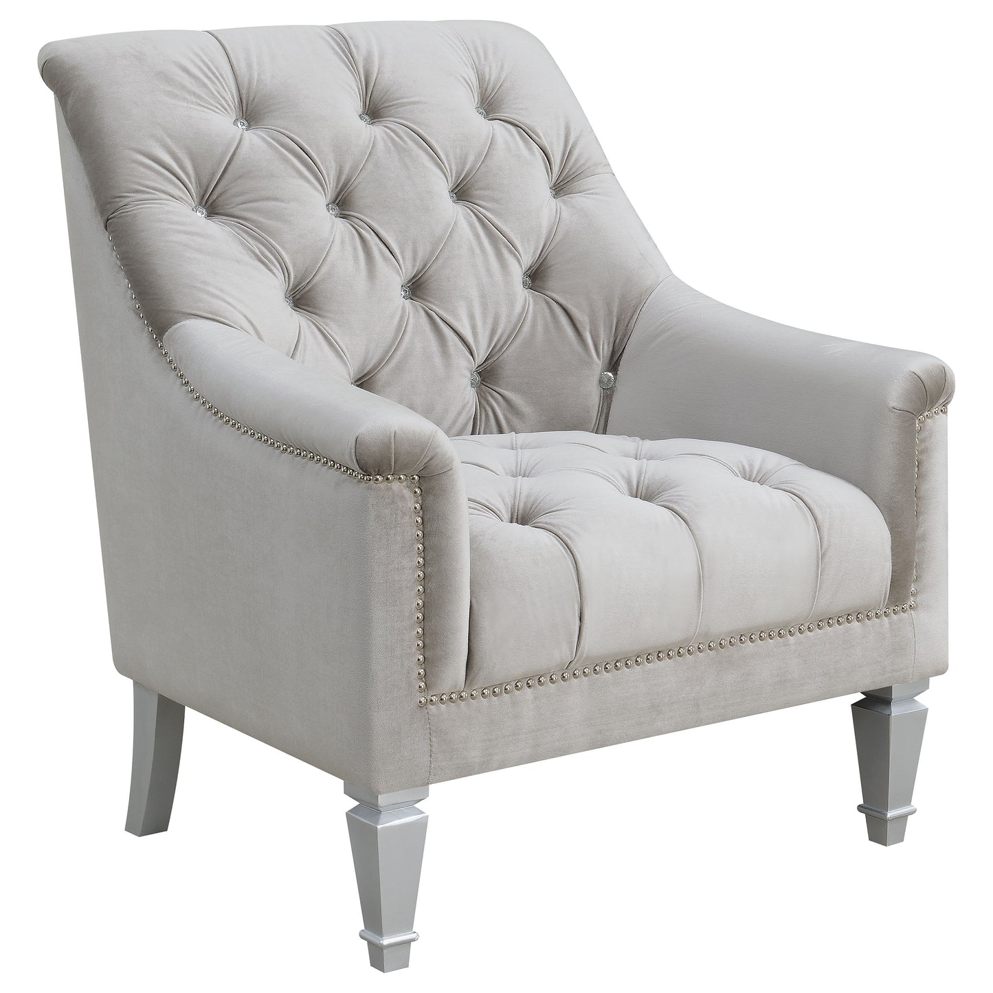 tristen velvet upholstered sloped arm chair grey velvetgrey