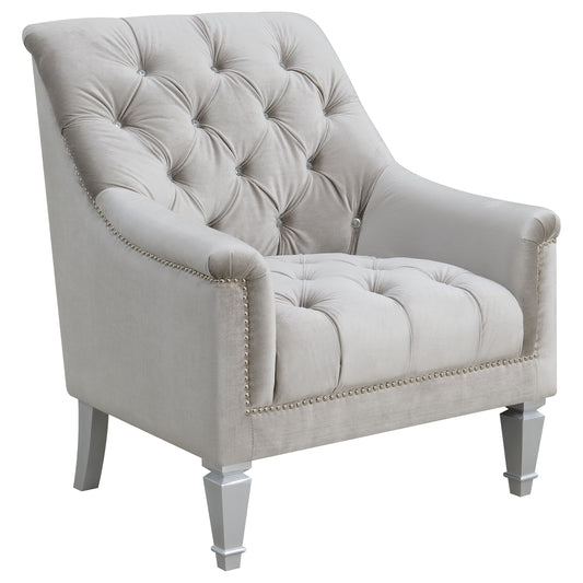 Tristen Velvet Upholstered Sloped Arm Chair Grey VelvetGrey