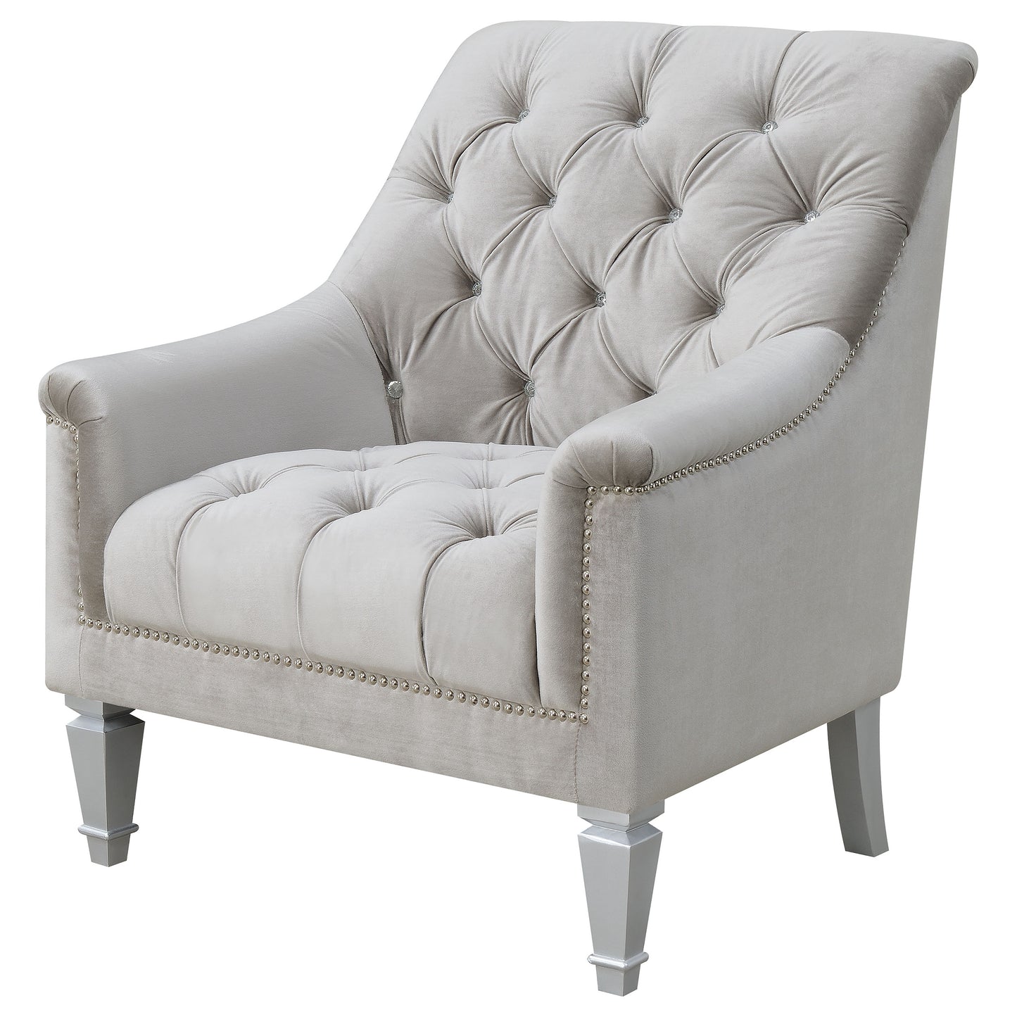 tristen velvet upholstered sloped arm chair grey velvetgrey