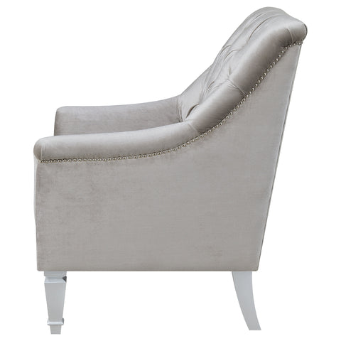 Tristen Velvet Upholstered Sloped Arm Chair Grey VelvetGrey