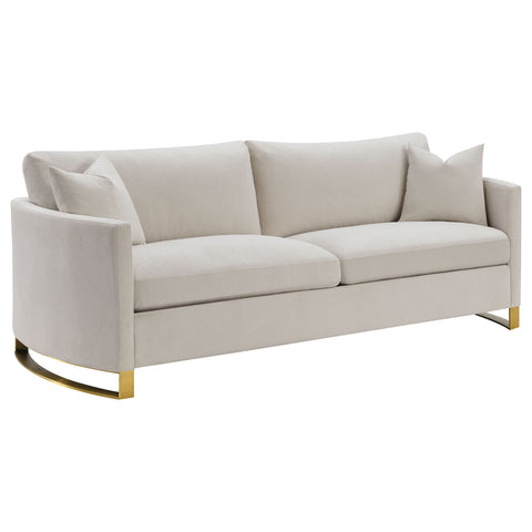 Gerta 3-piece Upholstered Arched Arm Sofa Set BeigeBeige