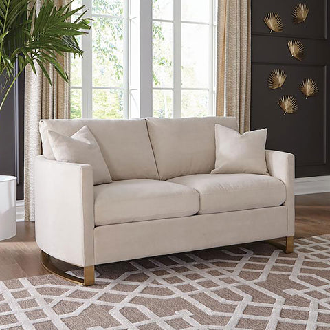 Gerta Upholstered Arched Arm Loveseat BeigeBeige