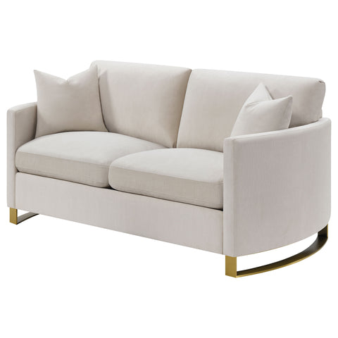 Gerta Upholstered Arched Arm Loveseat BeigeBeige