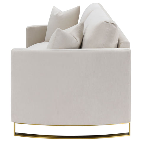 Gerta Upholstered Arched Arm Loveseat BeigeBeige