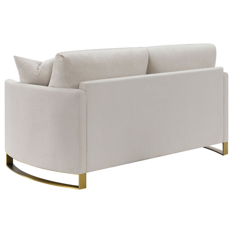Gerta Upholstered Arched Arm Loveseat BeigeBeige