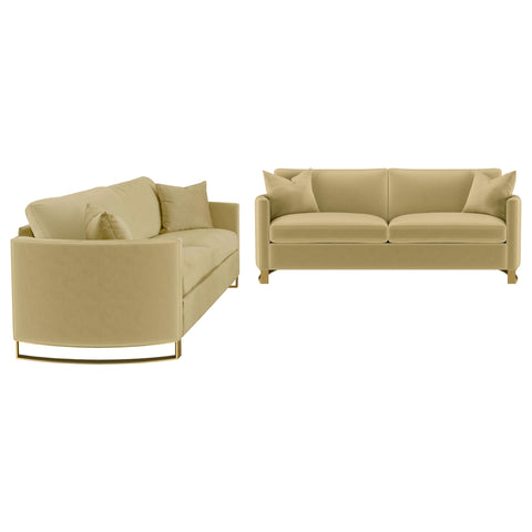Raleigh 2-piece Velvet Upholstered Sofa Set Camel