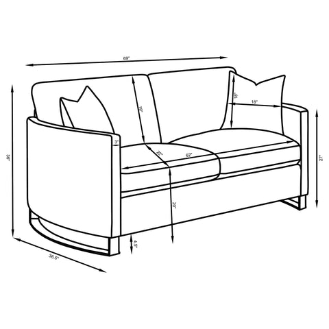 Raleigh Upholstered Curved Track Arm Loveseat Camel