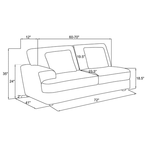 Leorio Upholstered LAF Loveseat Ivory