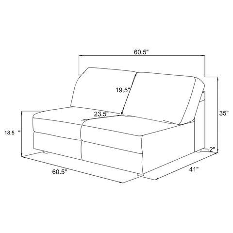 Leorio Upholstered Armless Loveseat Ivory